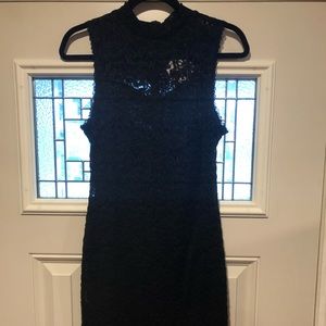 Soprano lace mock neck mini dress